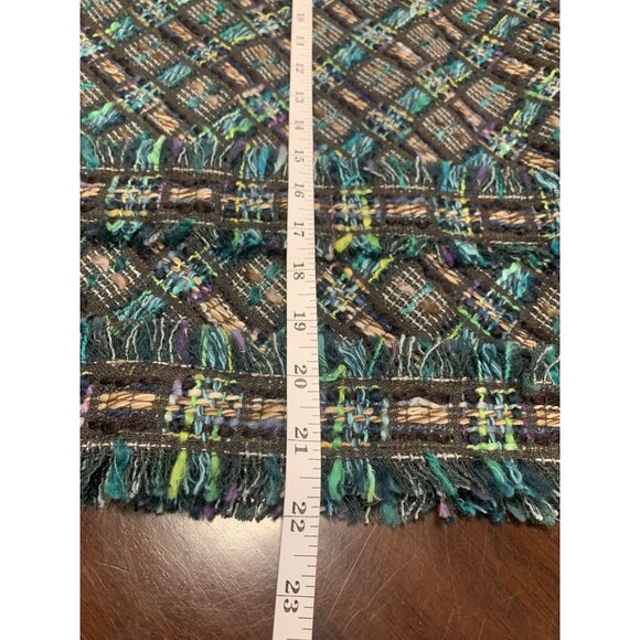 Per Se Woven Plaid Midi Skirt Gray Teal Wool Silk Blend Lined Size 4 - Picture 6 of 6